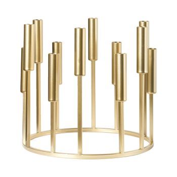 Candelero Para 12 Velas Decoración Minimalista Base Redonda Dorado Trafaria