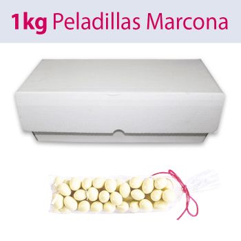 Peladillas blancas de almendra marcona a granel, caja de 1 Kg