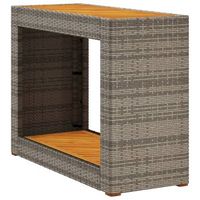 mesa auxiliar jardin  mesa de exterior tapa madera ratan pe gris 100x40x75 cm