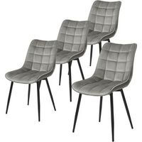 set 4 sillas de comedor sillas de cocina escandinavas de terciopelo patas de metal - gris claro - woltu