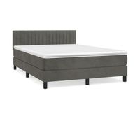cama box spring con colchon terciopelo gris oscuro 140x190 cm rayas verticales