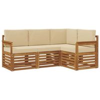 juegos de sofas 4 piezas  mueble de jardin natural y beige madera de acacia solida