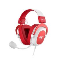 auriculares havit 6950676214147 con cable conectividad jack 35 mm gaming microfono boom rojoblanco