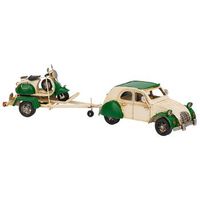 coche de remolque con moto de metal verde 41x9x95