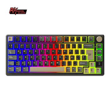 Teclado mecánico RK ROYAL KLUDGE M75 con junta 2,4G inalámbrico/Bluetooth/USB 75% RGB teclado para juegos intercambiable en caliente con pantalla