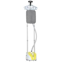 homcom plancha de vapor vertical 1950w 2rl con temperatura ajustable en 11 niveles y barra telescopica amarillo
