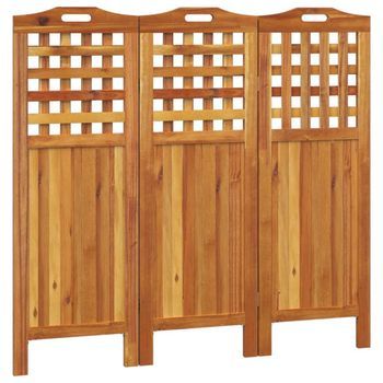 Biombo De 3 Paneles De Madera Maciza De Acacia 121,5x2x115 Cm Vidaxl