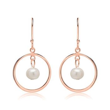 Pendientes de plata 925 chapada en oro rosa con perlas