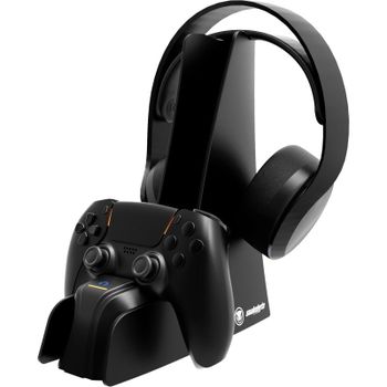 Soporte de recarga Snakebyte Dual Charge & Headset Stand 5 Negro, USB, para PlayStation 5