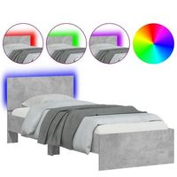 cama para adulto  cama individual  estructura de cama cabecero luces led gris hormigon 75x190 cm