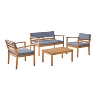 conjunto de jardin de madera de acacia 4 plazas gris