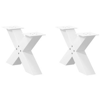 Patas Para Mesa De Centro En Forma De X (2 Unidades), Color Blanco, 50 X (30-31) Cm, Acero Vidaxl