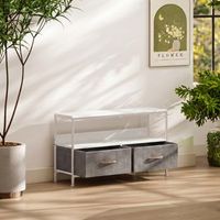 mueble de tv de lino acero melamina homcom 98x29x56 cm-blanco y gris