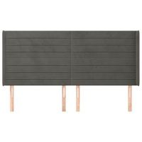 cabecero cama mueble de dormitorio con orejas de terciopelo oscuro 183 x 16 x 118128 cm gris m020003915