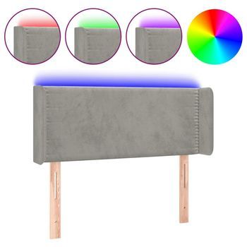 Cabecero Cama | Panel De Cabecera Con Led De Terciopelo Gris Claro 83x16x78/88 Cm