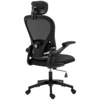 homcom silla de oficina de malla con soporte lumbar y altura ajustable negro