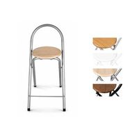jardin202 - taburete plegable cocina 80x40x45 cm  estructura de acero y reposapies  confort y ahorro de espacio  pack 4 uds plata  haya  pack 4 uds plata  hayajardin202