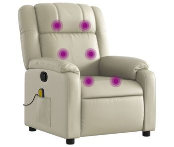 Vidaxl sillón reclinable de masaje cuero sintético crema