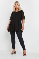yours top negro de pico con manga angel de malla mujer curvy y tallas grandes yours