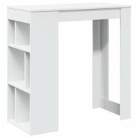 mesa bar  mesa de bistro con estantes madera ingenieria blanca 102x50x1035 cm