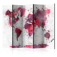 biombo - world map red watercolors ii 225x172 cm