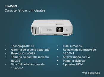 EPSON Proyector EB-W53 Modelo sustituto del EB-W06 (descontinuado)