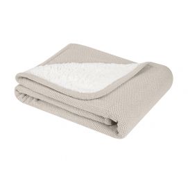 Manta de punto de algodón sherpa Dream Big Beige