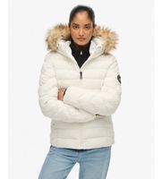 superdry para mujer w5012000a chaqueta acolchada fuji faux fur blanco xs casual poliester reciclado sostenible