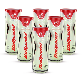 Pelotas BULLPADEL Premium Pro - Varios Formatos Ahorro: 6 Botes, 12 Botes, Cajón de 24 Botes de 3 Pelotas de Pádel Presurizadas - Máxima Durabilidad - Pelotas de Padel - Bolas para Padel