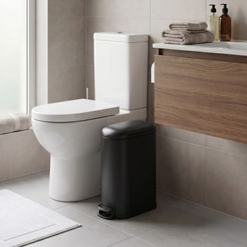 Cubo de basura de 10 l con pedal de acero negro