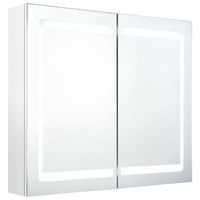 armario de bano  mueble de bano con espejo led blanco brillante 80x12x68 cm