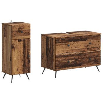 Juego De Gabinete De Baño De 2 Piezas Breda Madera Envejecida Vidaxl
