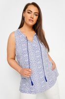 yours blusa sin mangas estampado azul de azulejo mujer curvy y tallas grandes yours