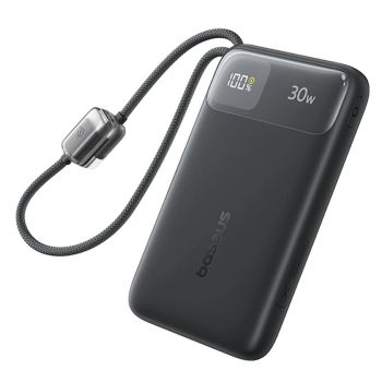 Baseus EnerFill FC11 30 W 37Wh 10000mAh Batería externa con pantalla digital, USB-C y cable iP, fuente de alimentación c