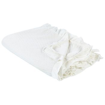 Colcha Con Volante Cubrecama De Algodón 220 X 240 Cm Blanco Hatton