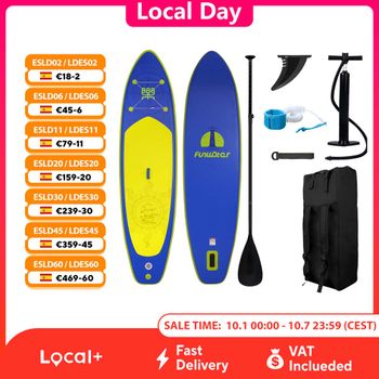 Tabla de paddle surf inflable FunWater, tabla SUP de 320–385 cm con plataforma antideslizante, tabla de paddle surf portátil para surf, turismo, pesca y deportes acuáticos