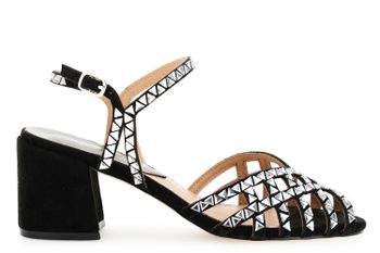sandalias jaula con triángulo de pedrería black 38