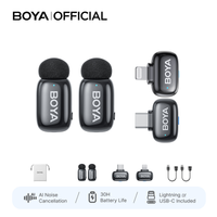 microfono lavalier inalambrico boya mini 2 para iphone tipo c sin funda cancelacion de ruido ai para grabacion de entrevistas transmisiones en vivo y vlogs