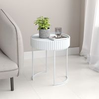 mesa auxiliar rill redonda metal 45xo40cm blanco encasa