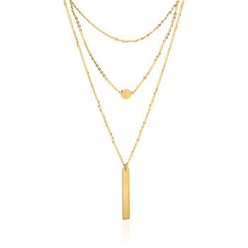 Cadena de acero inoxidable chapado en oro, de tres filas y grabable