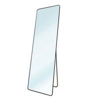 espejo de pie metalico metal square edge max 160x50 cuerpo entero negro con soporte suelo  soporte para pared