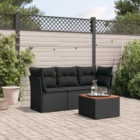 conjunto de sofas jardin 4 uds  mueble jardin mesa y sillas con cojines ratan sintetico negro cfw291691