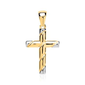 Colgante cruz 8 quilates oro bicolor