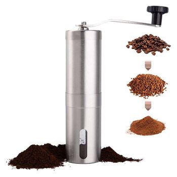 Molinillo de café manual Molinillo de café de rebaba cónica manual de acero inoxidable con manivela y 18 configuraciones ajustables