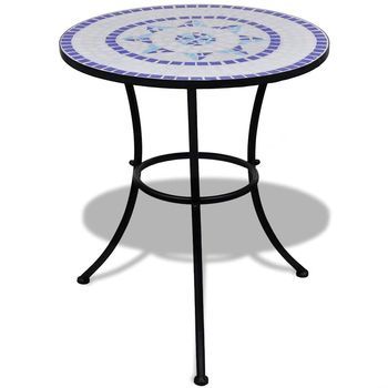 Set De Mesa Y Sillas De Jardín 3 Uds | Set De Muebles De Jardín Con Mosaico Azul Y Blanco