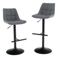 costway juego de 2 taburetes de bar con altura ajustable giratoria de 360 tapizadas con respaldo de tela gris