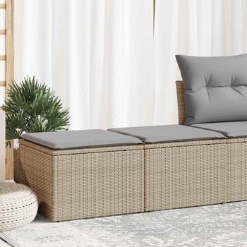 Set Sofás Jardín Y Cojines 2 Uds | Juego De Muebles De Jardín Ratán Sintético Acacia Beige Cfw62907