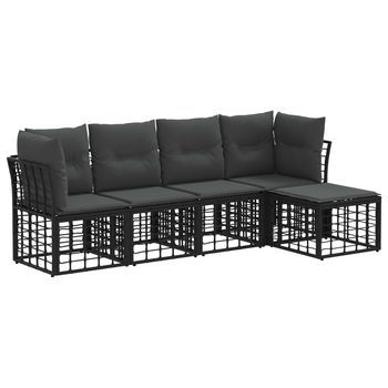 Conjunto De Sofás De Exterior Negro Poliéster Vidaxl