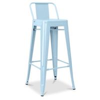 taburete de bar con respaldo - diseno industrial - 76 cm - new edition - stylix  azul clar