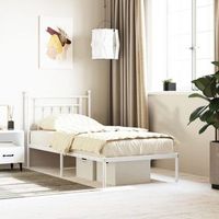 cama individual  cama para adultos  estructura de cama de metal con cabecero blanco 80x200 cm cfw516197